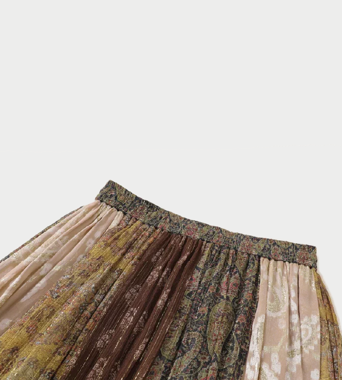 Paisley Pleated Patchwork Skirt Print