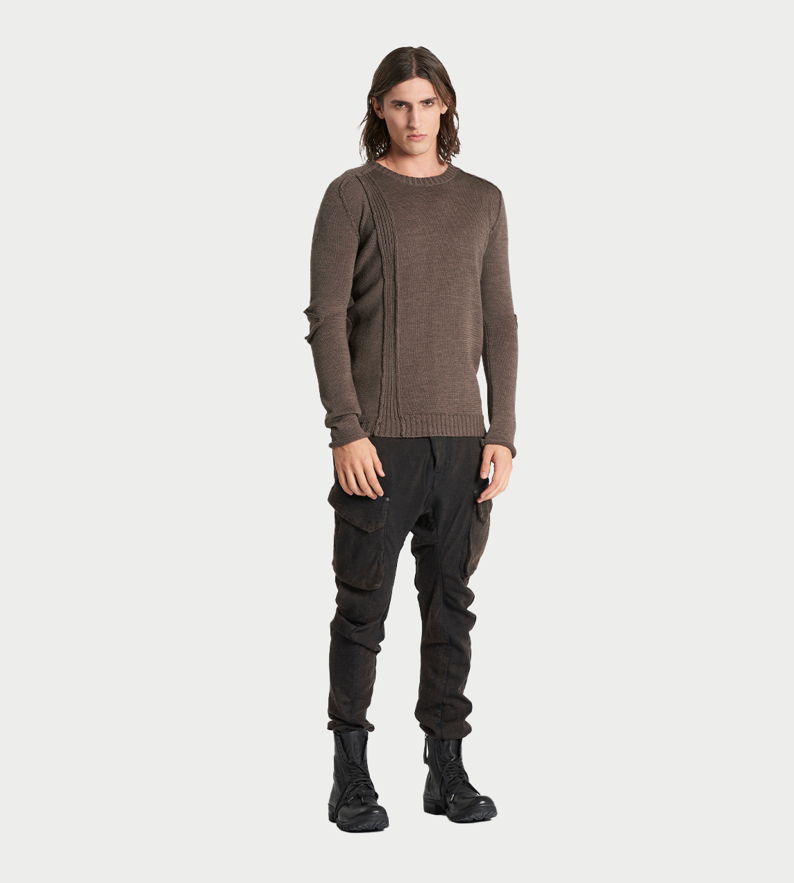 MASNADA - Elbow detail Side-split Sweater Fango 