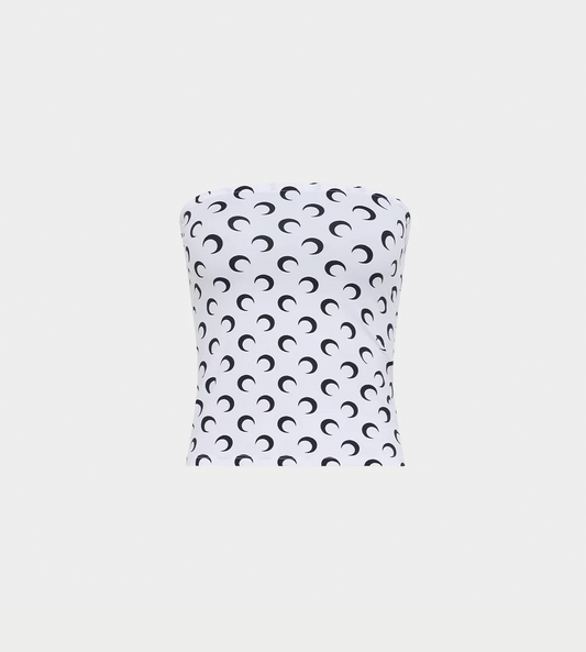 MARINE SERRE - Moon Printed Jersey Tubed Top White