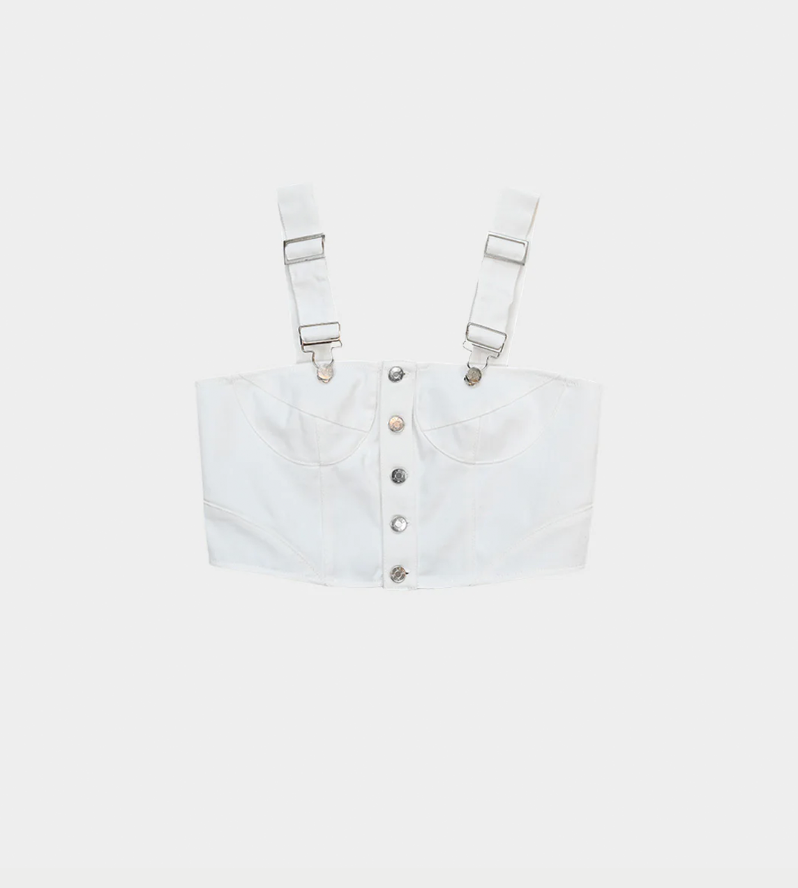 LEJE - Denim Crop Top White