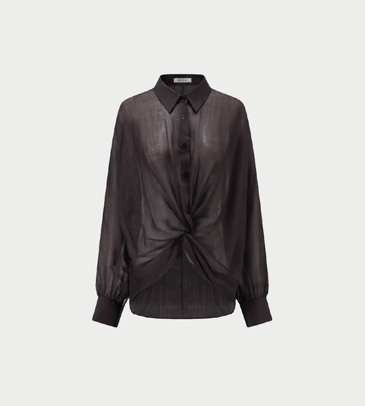 INTO THE EAST - Ramie Twisted Shirt Coffee