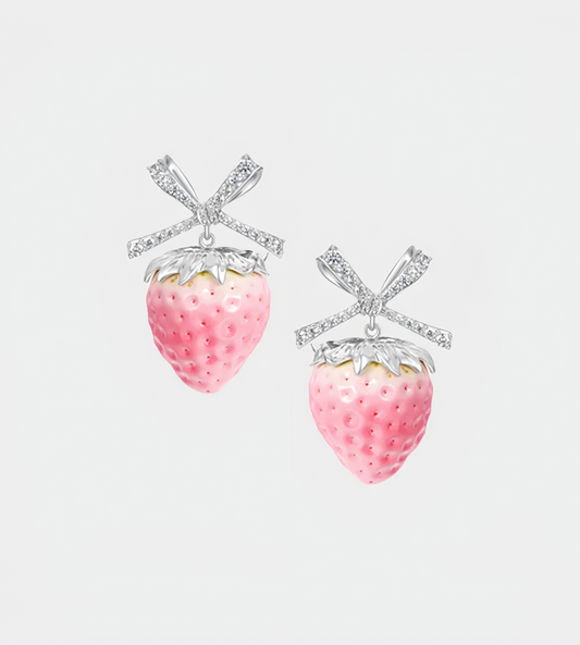 YVMIN - Strawberry Bowknot Earring (Pair)