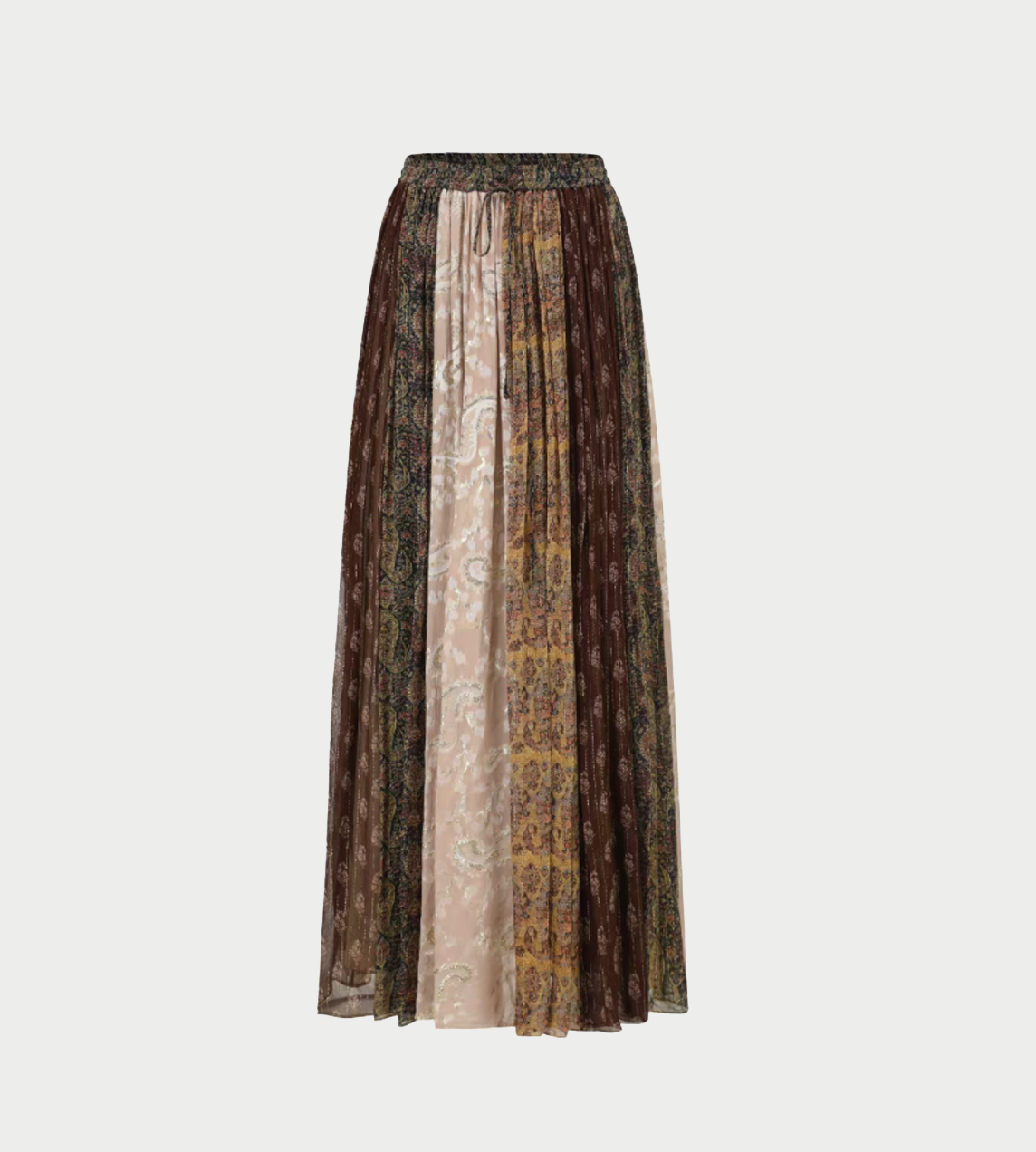 INTO THE EAST - Paisley Pleated Patchwork Skirt Print