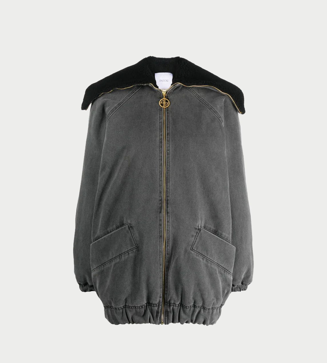 Patou - Oversized Denim Shearling Jacket Anthracite Grey