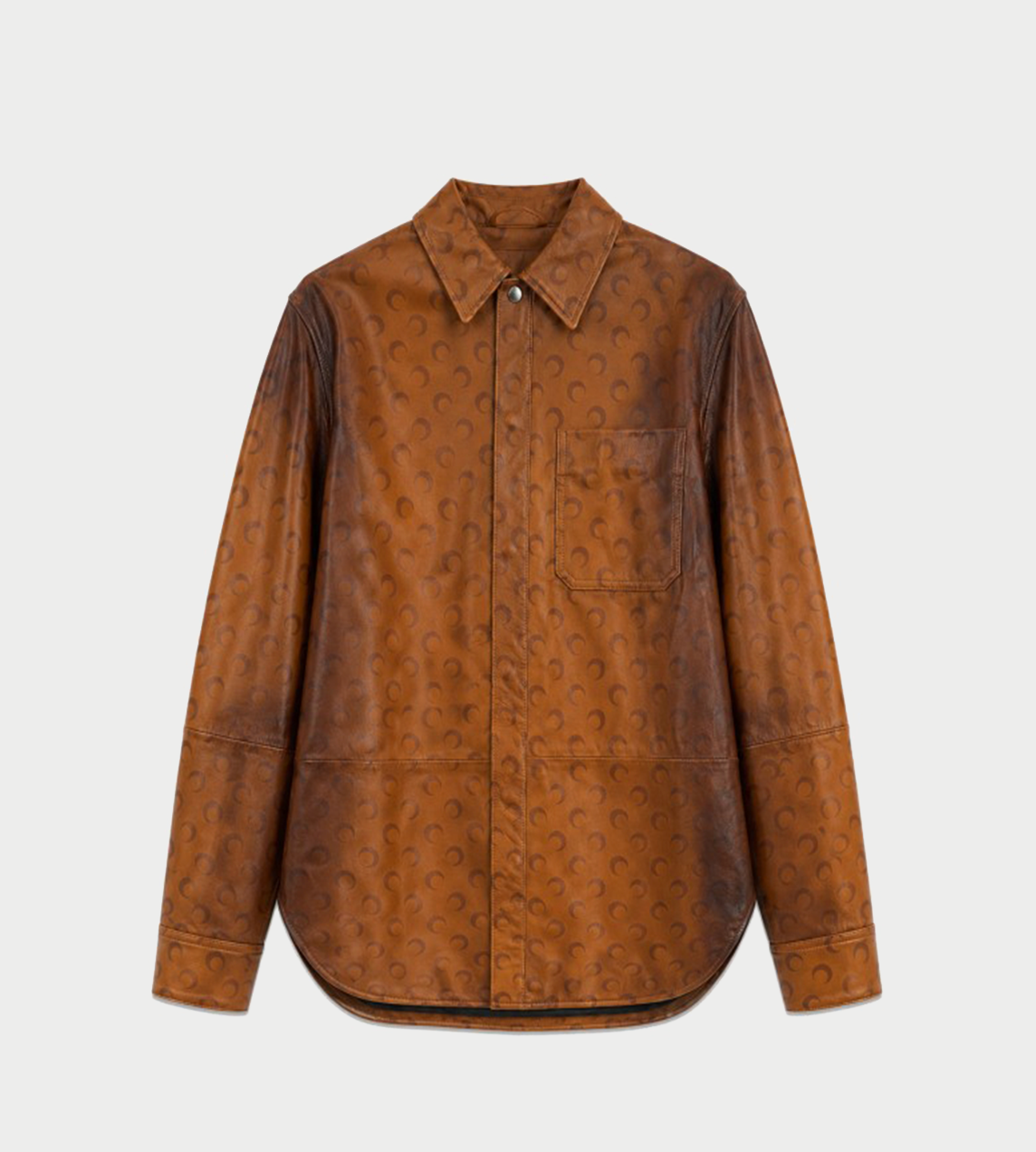 MARINE SERRE - Moon Airbrushed Leather Overshirt Brown