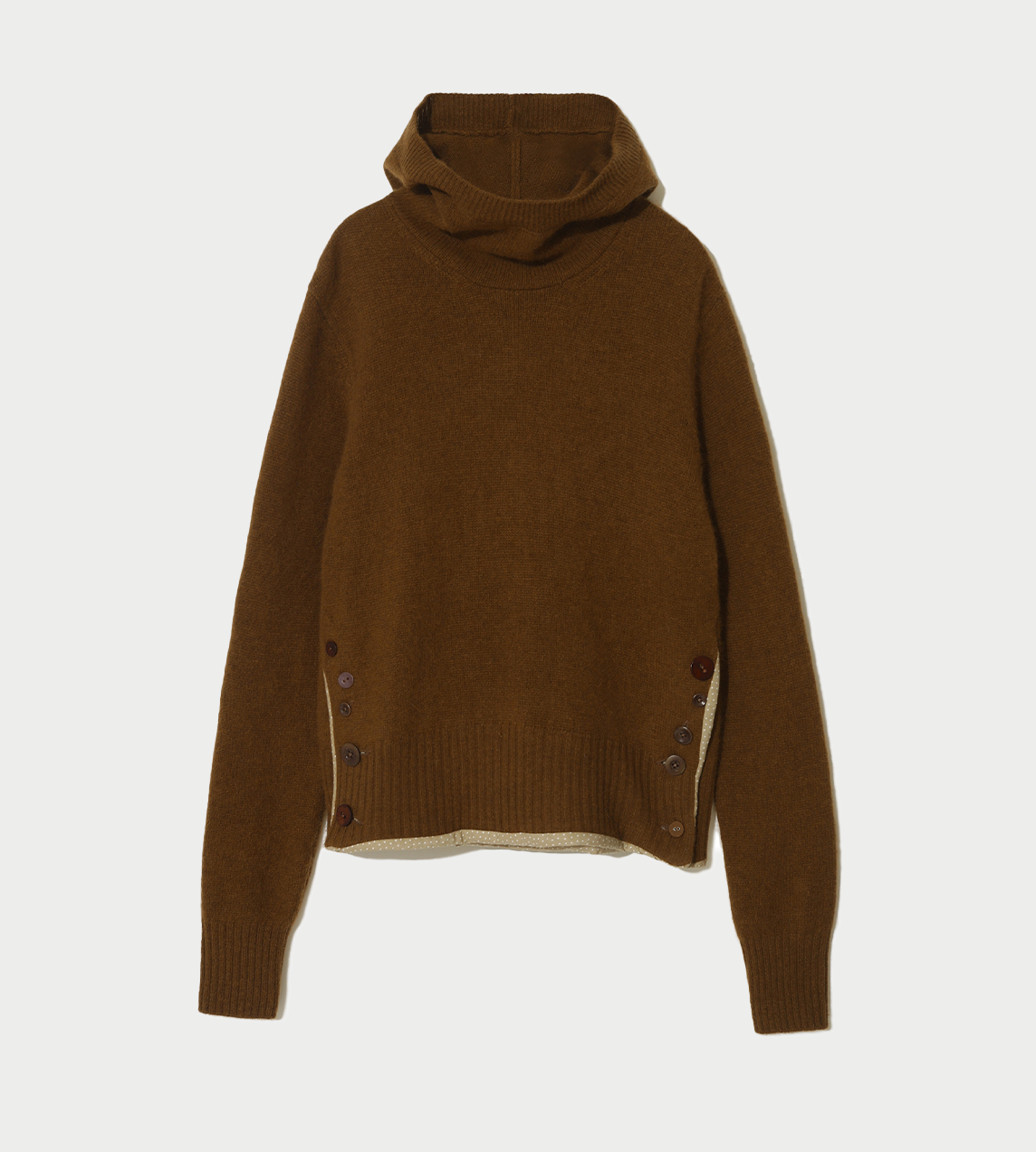 Wool-angora Hooded Sweater Brown