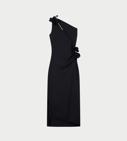COPERNI - Asymmetric Mini Flower Gown Blk