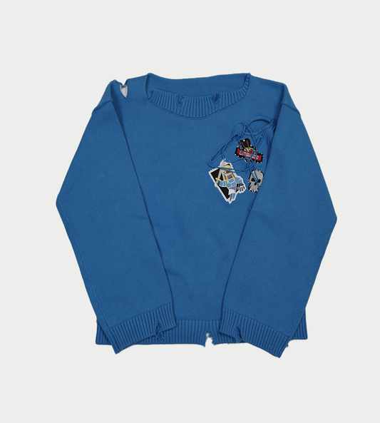Charles Jeffrey LOVERBOY - Barbarian Patch Jumper Blue
