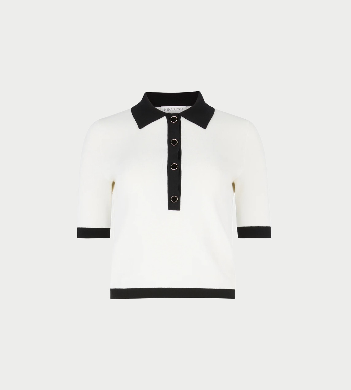 NINA RICCI - Contrasted Knit Polo Top White