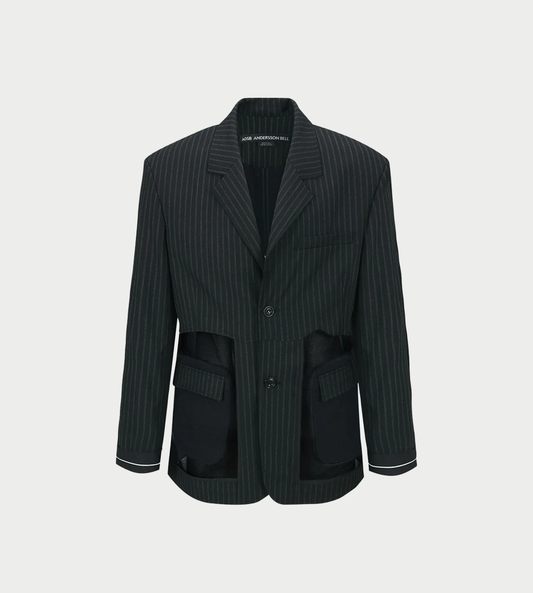 ANDERSSON BELL - Inside-out stripe Sheer Jacket Blk