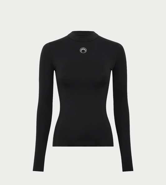 MARINE SERRE - Moon-logo Strass High neck Top Blk