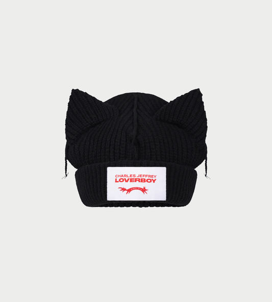 Charles Jeffrey LOVERBOY - Supersized Chunky Punk Ears Beanie Blk