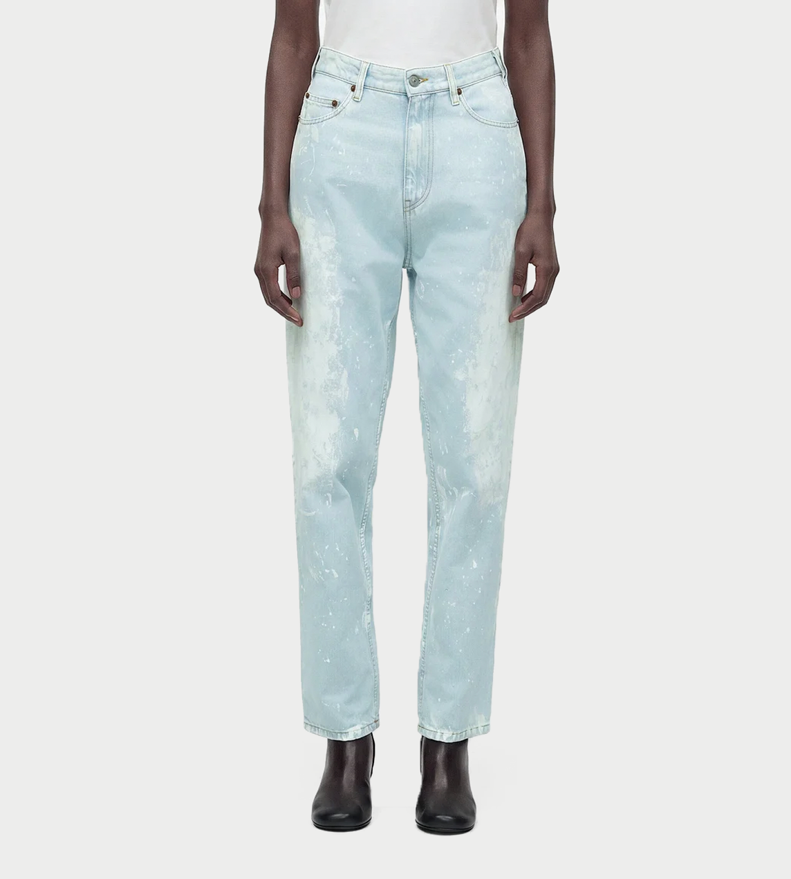 Painted Denim Straight-leg Pants
