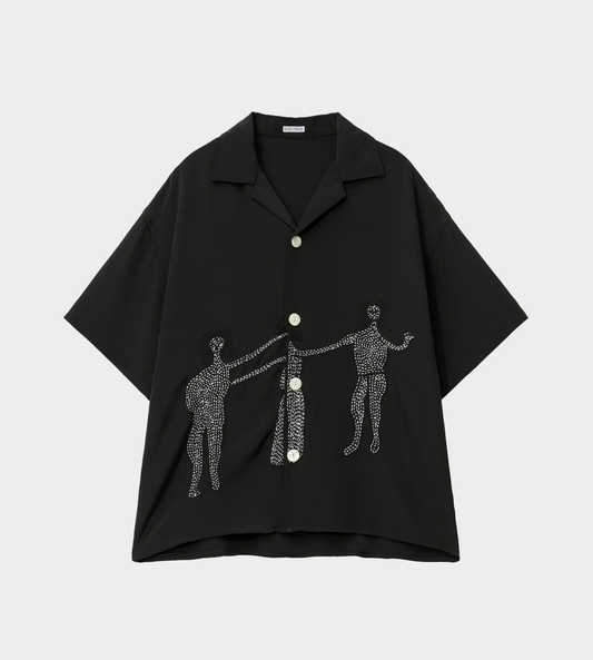 GLASS CYPRESS - Dancing Woman Silk Shirt Blk