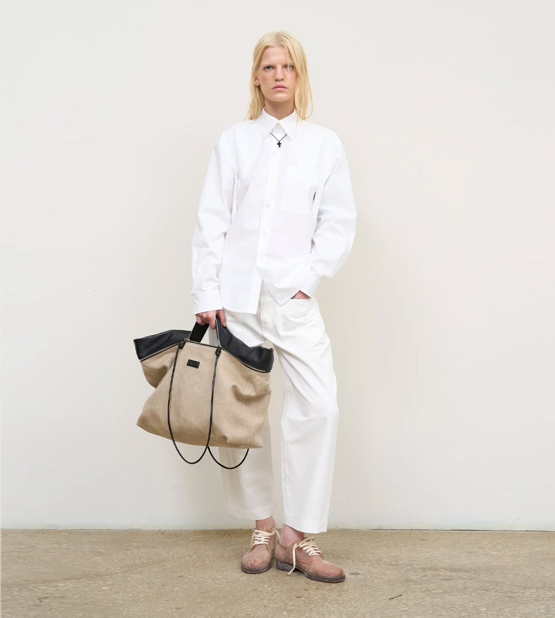 LITKOVSKA - Zip Bag In Canvas With Shoulder Strap Beige