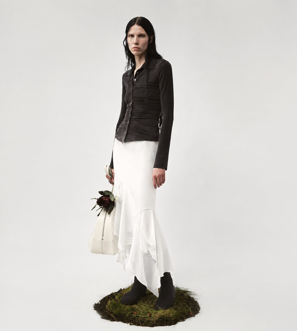 AVAVAV - Kajsa Long Draped Skirt White