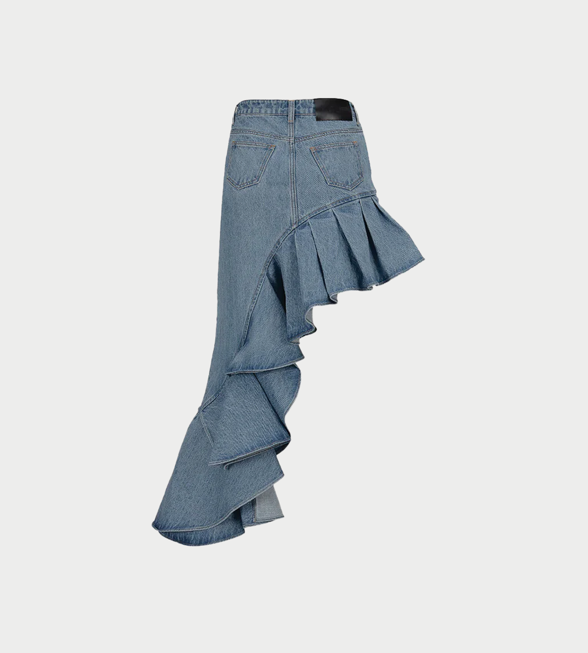 LEJE - Asymmetric Frill Denim Skirt Blue
