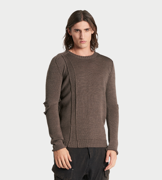 MASNADA - Elbow detail Side-split Sweater Fango