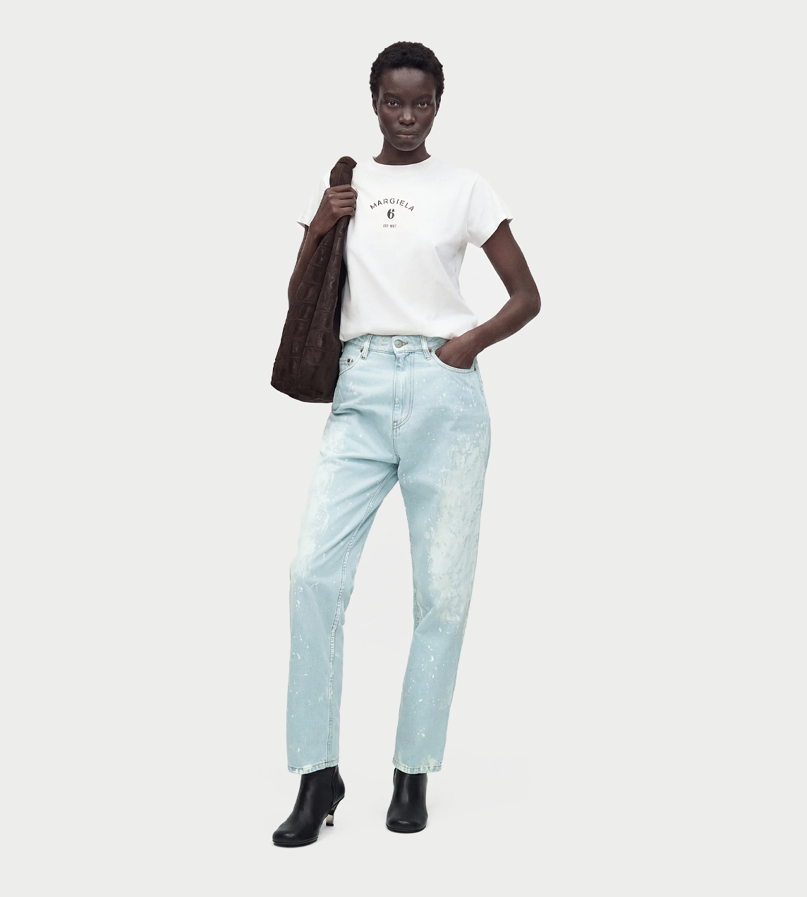 Painted Denim Straight-leg Pants