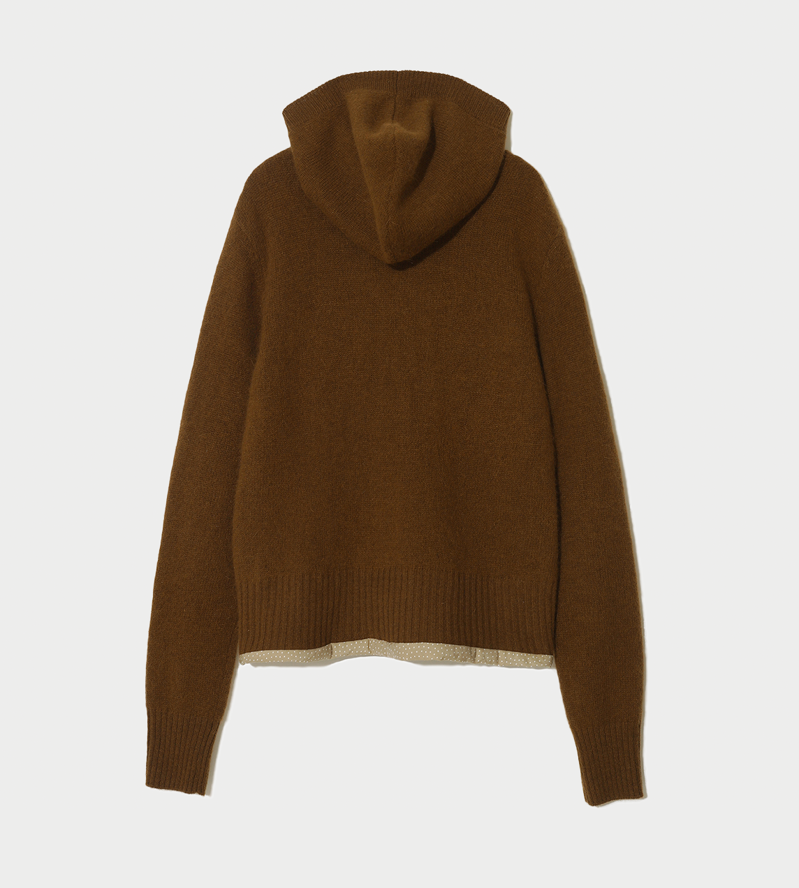 Wool-angora Hooded Sweater Brown