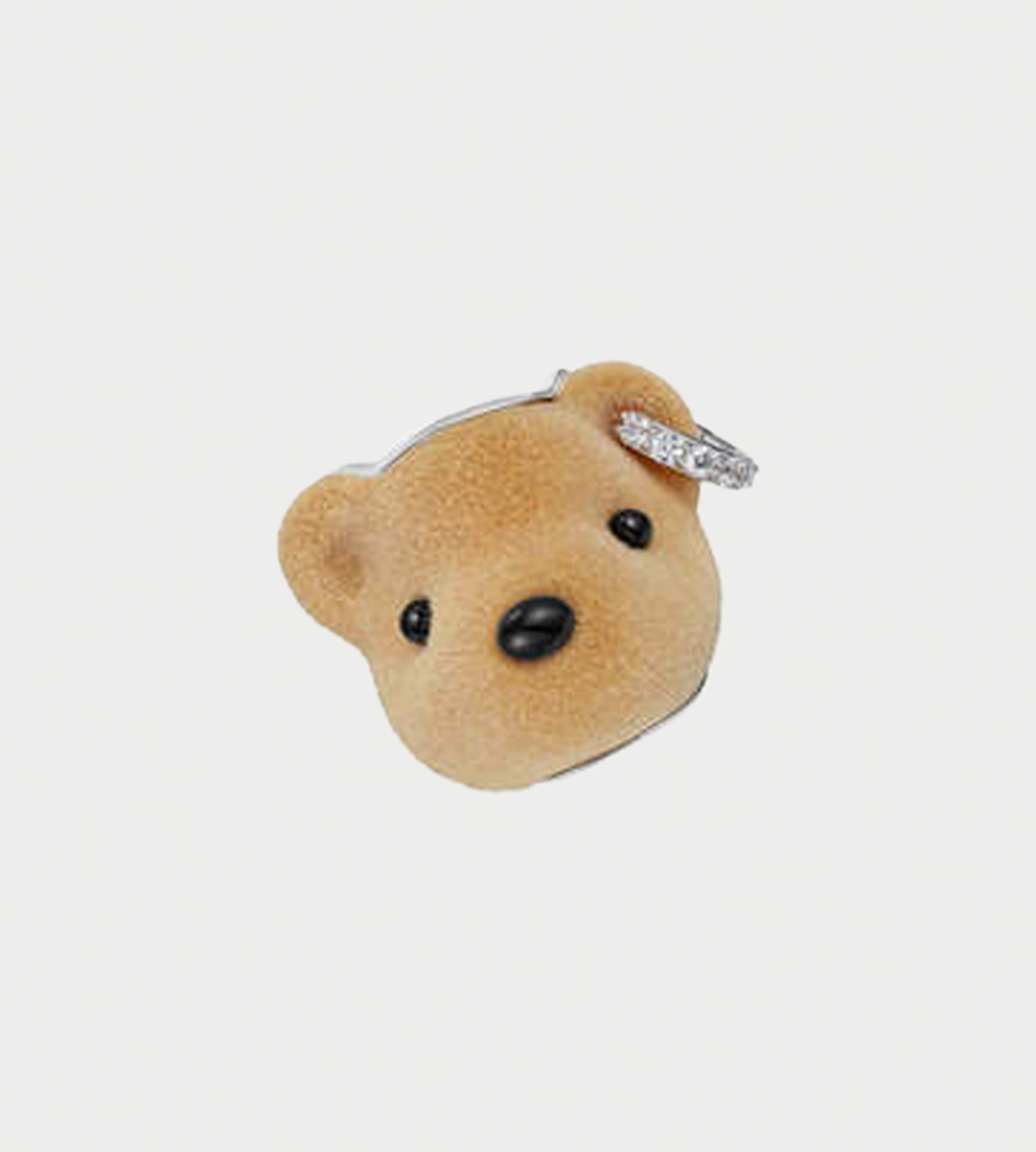 YVMIN - Flocked Bear Head Earring Brown (Left)