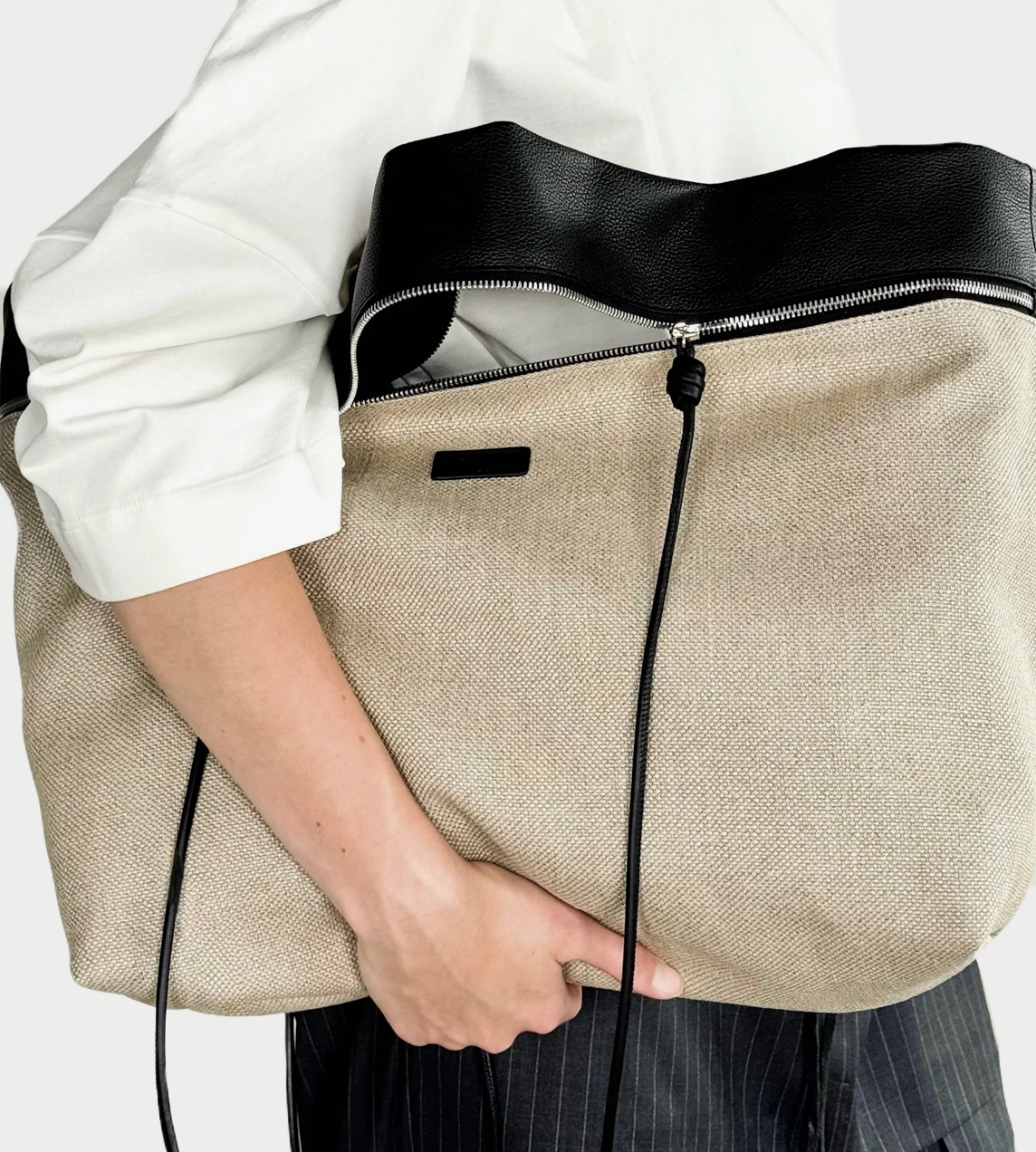 LITKOVSKA - Zip Bag In Canvas With Shoulder Strap Beige