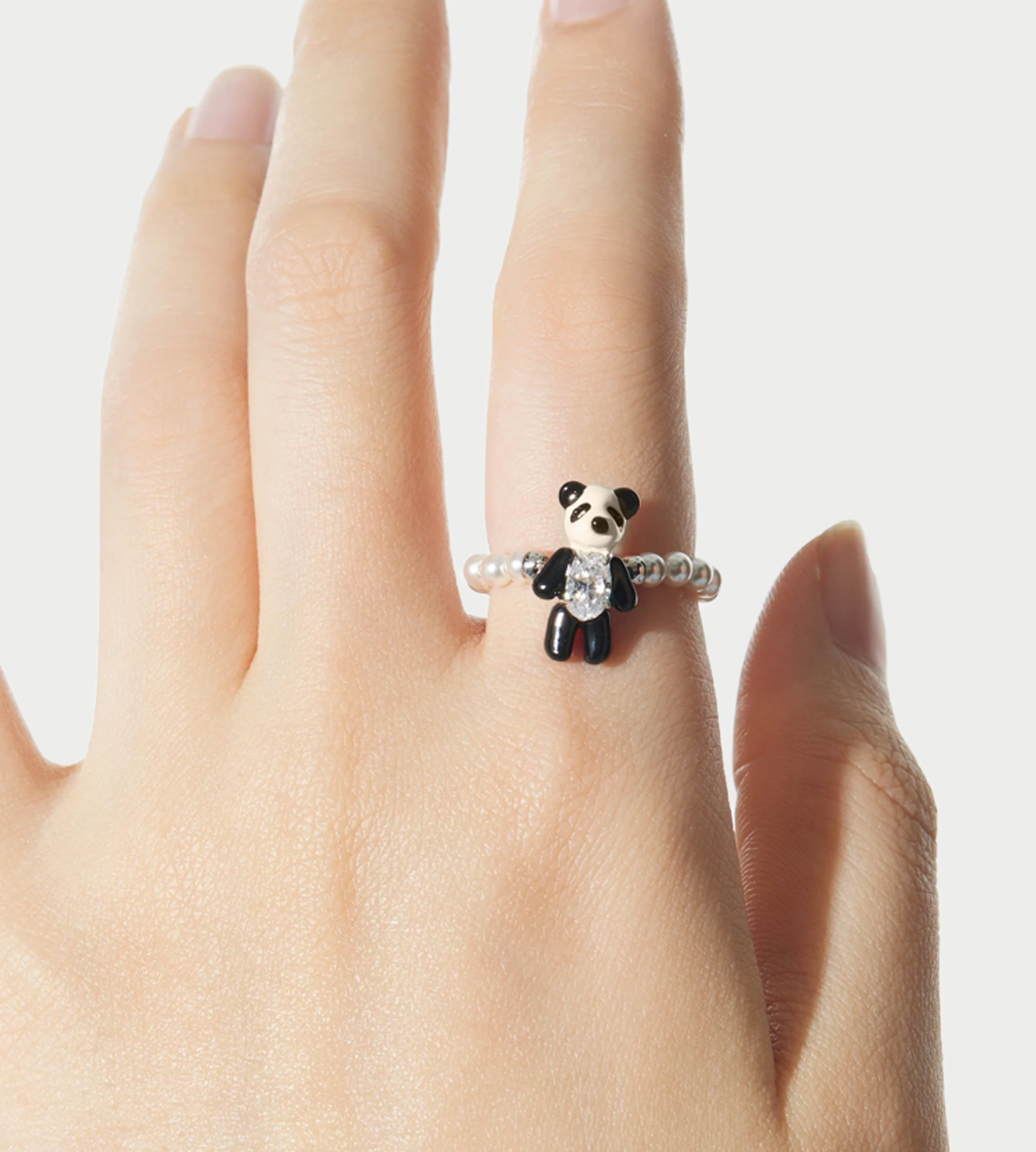 YVMIN - Mini Panda Enamel Pearl Ring