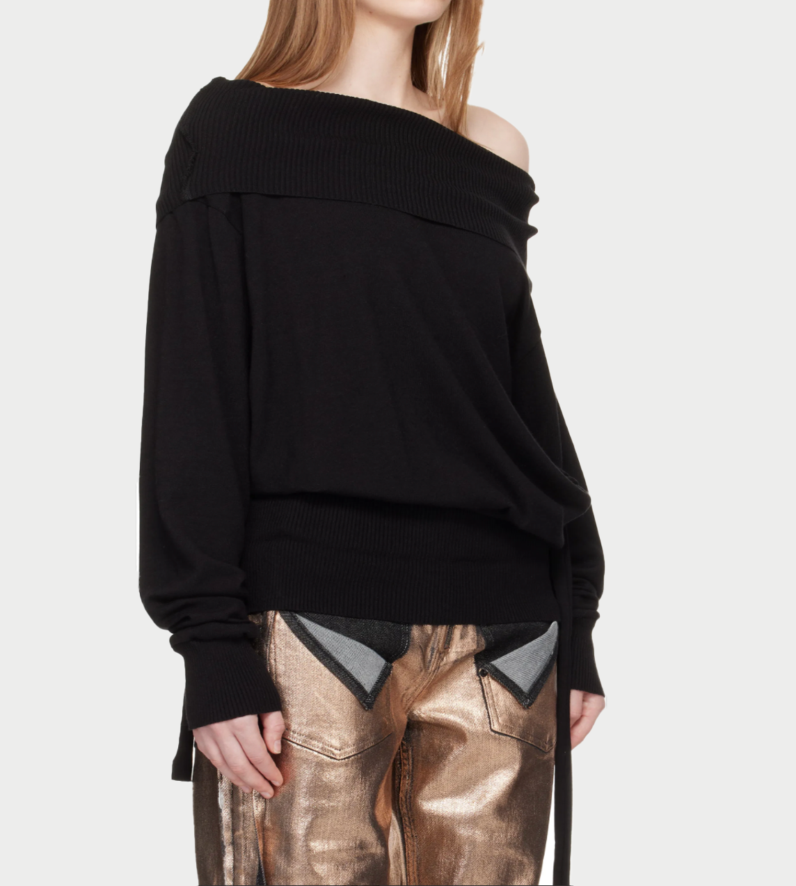 Upside Down Knit Sweater Blk