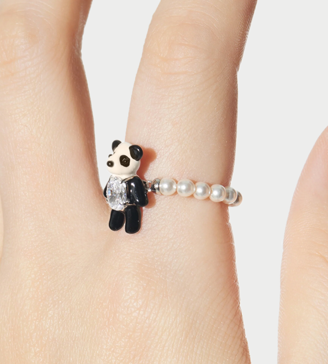 YVMIN - Mini Panda Enamel Pearl Ring