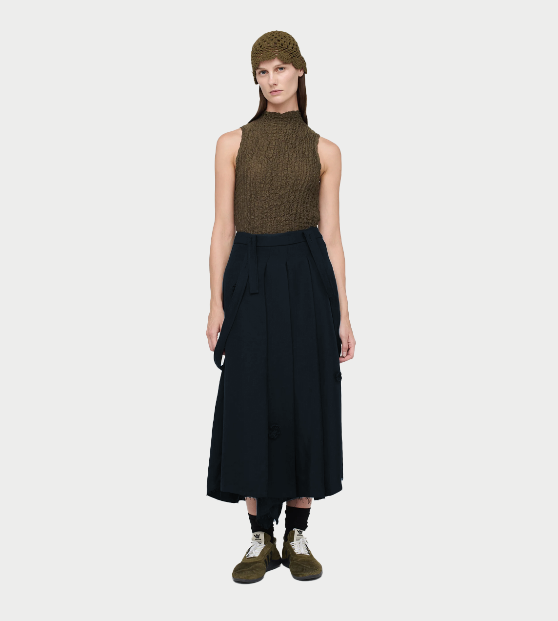 SONG FOR THE MUTE - "Daisy" Pleated Skirt Navy