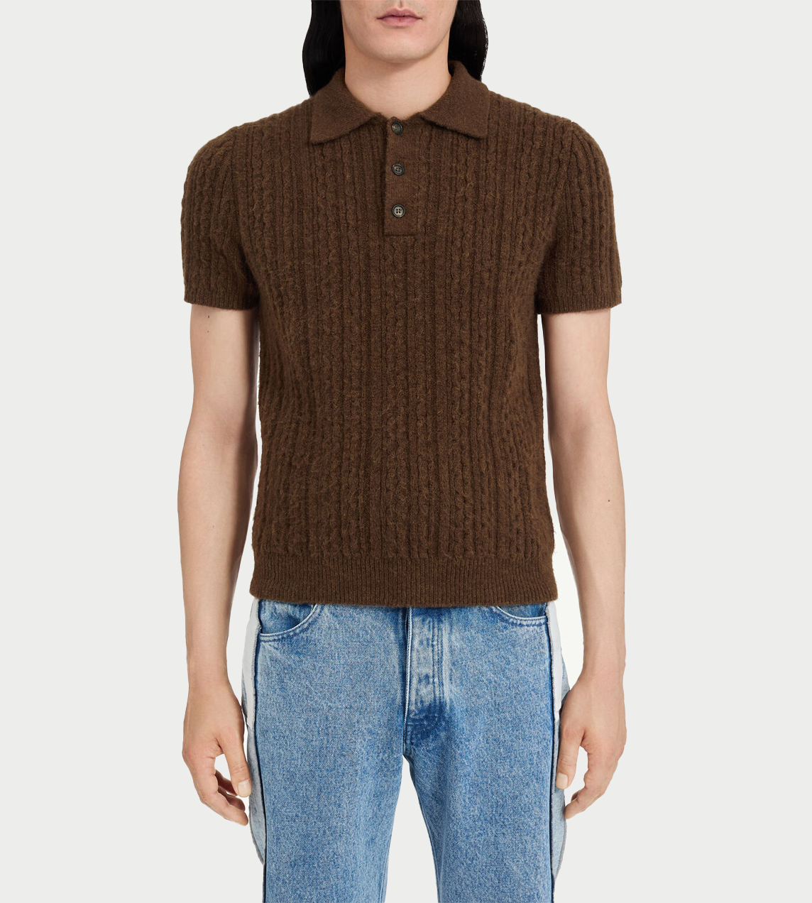 Knit Polo Shirt Brown