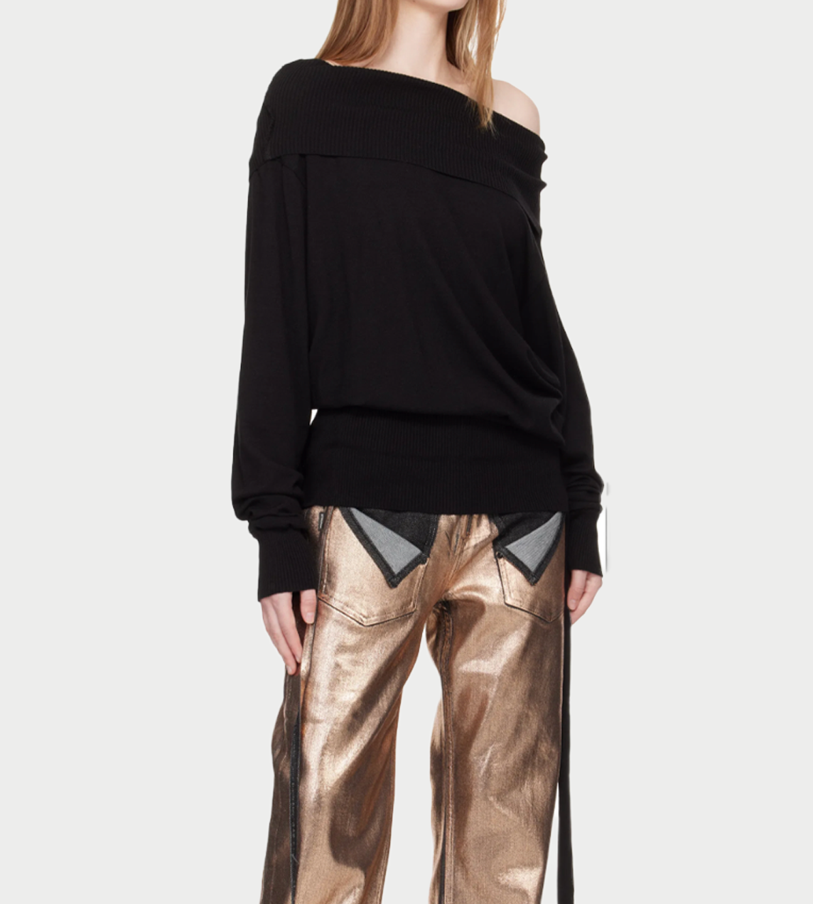 Upside Down Knit Sweater Blk