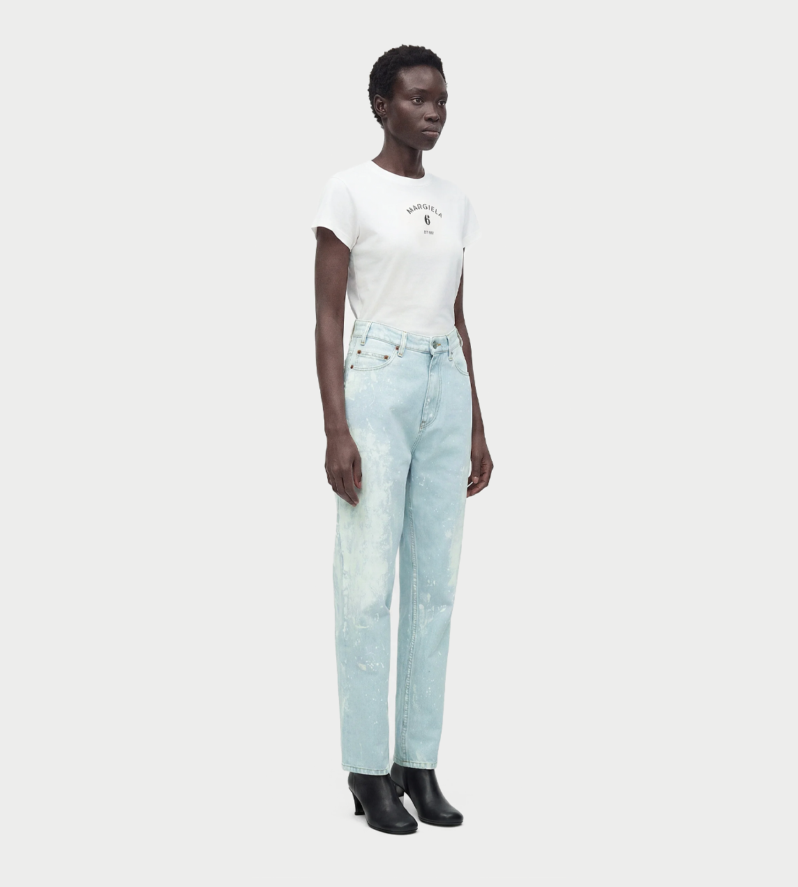 Painted Denim Straight-leg Pants