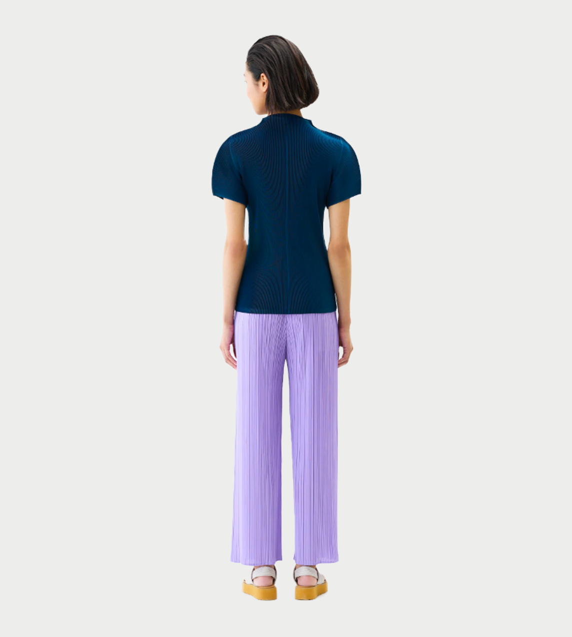 PLEATS PLEASE ISSEY MIYAKE - Mist Pleated Open Collar Tee Navy