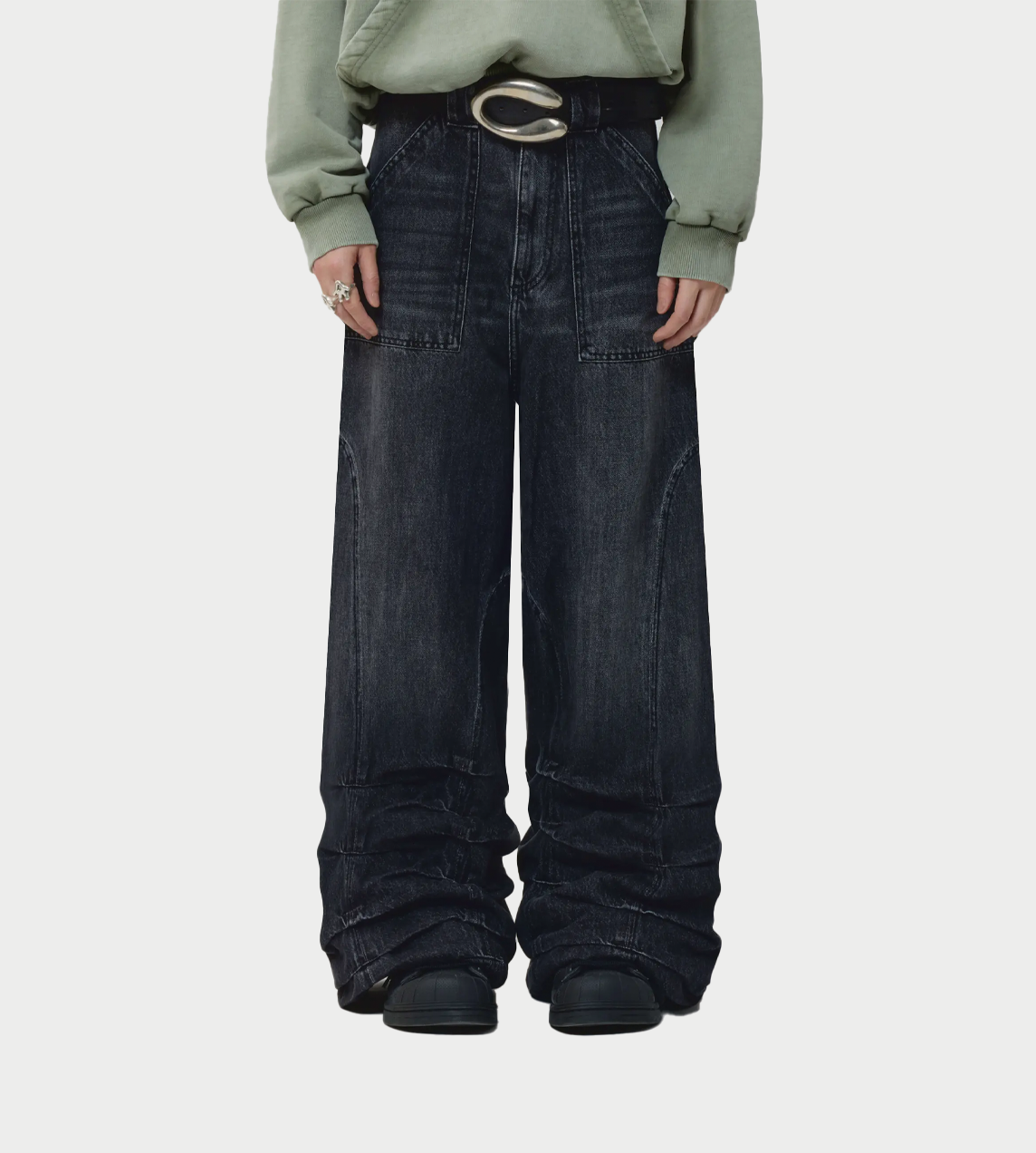 Jessie Smock Wide Jeans Smoke Grey