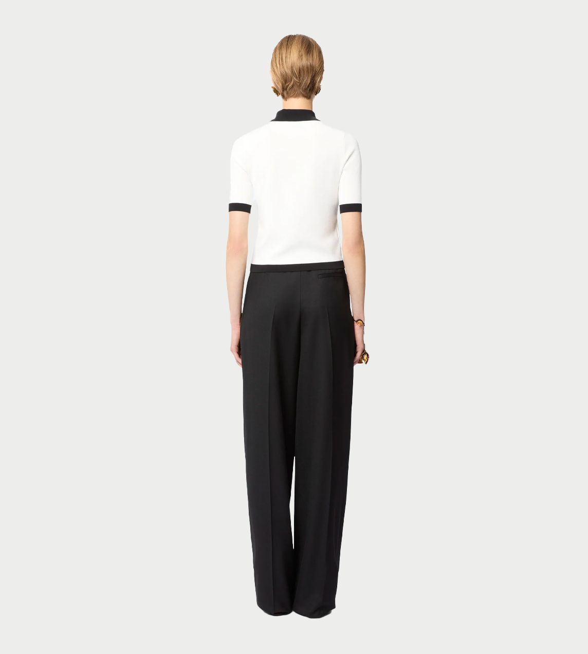 NINA RICCI - Contrasted Knit Polo Top White