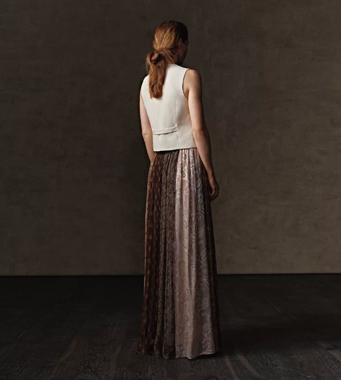 Paisley Pleated Patchwork Skirt Print