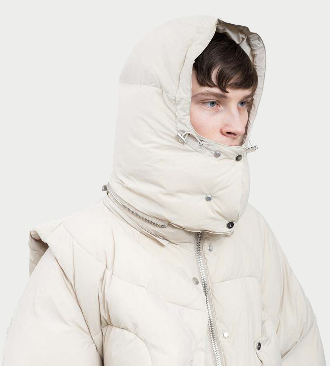 Scarf Puffer Jacket Stone