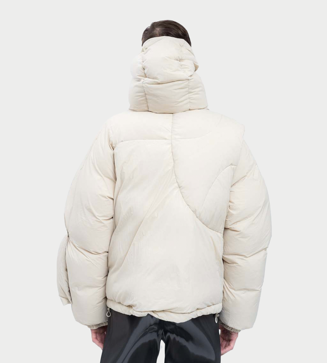 Scarf Puffer Jacket Stone