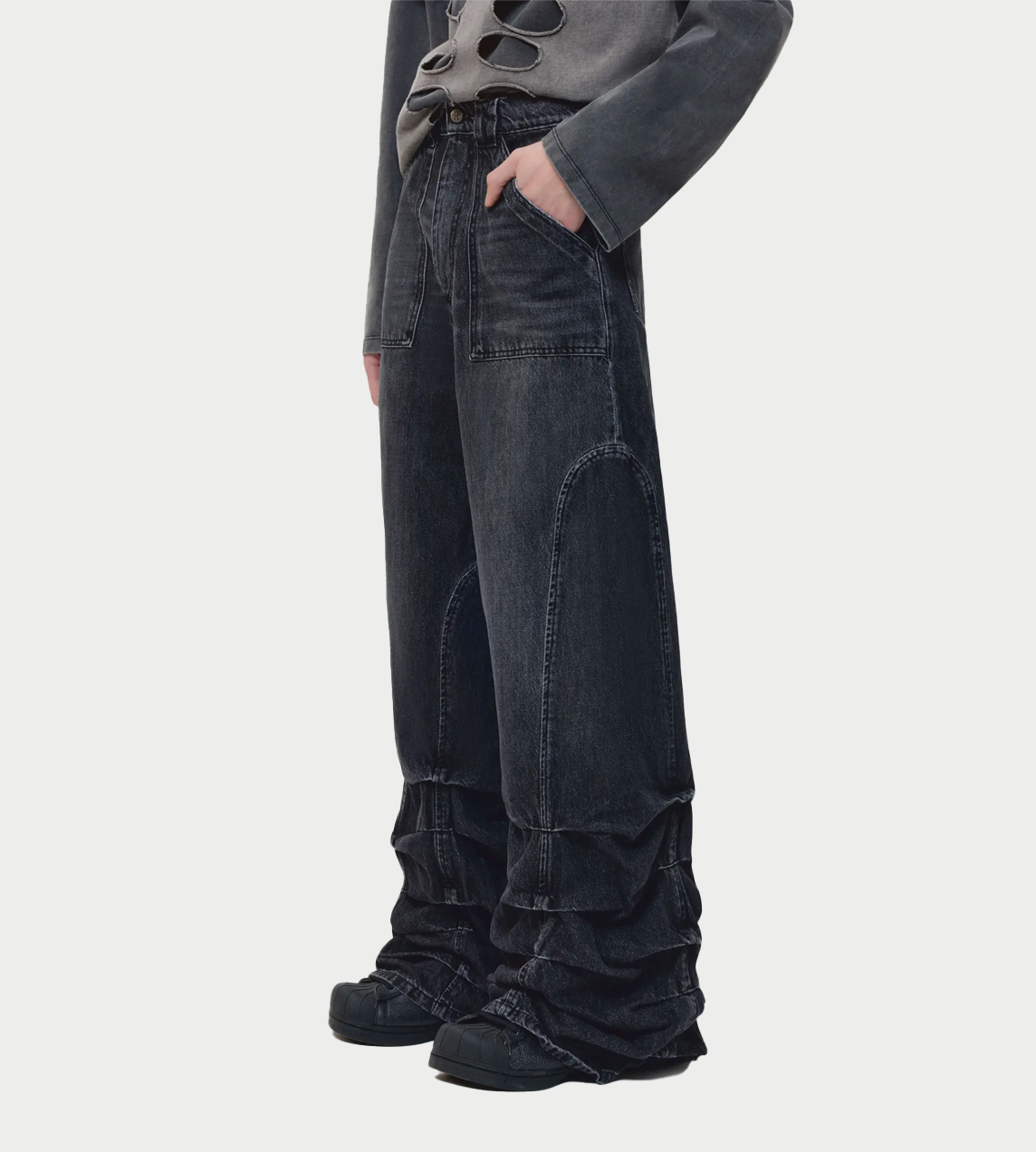 Jessie Smock Wide Jeans Smoke Grey