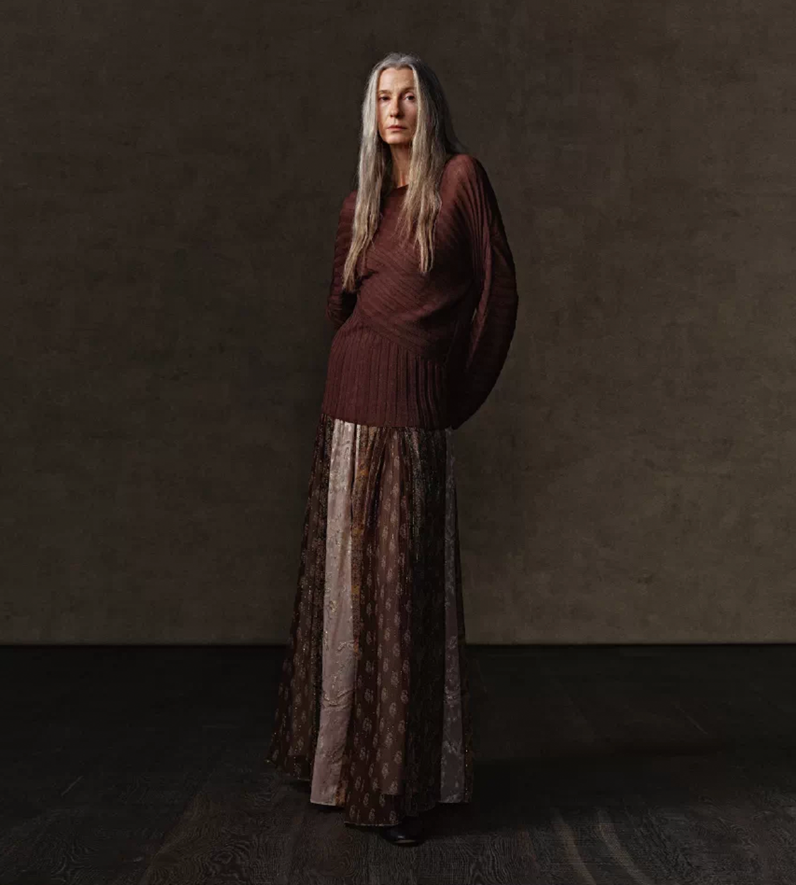Paisley Pleated Patchwork Skirt Print