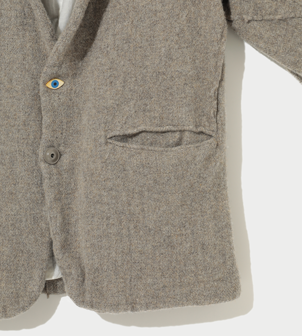 Eye-button Felted Wool Blazer Grey