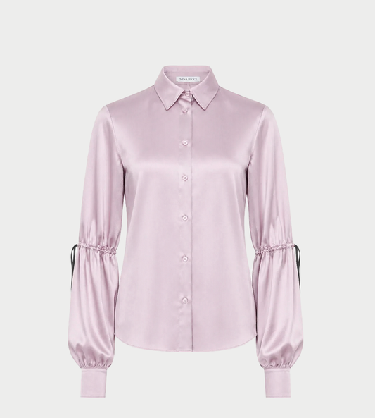 NINA RICCI - Bow-detail Satin Shirt Pink