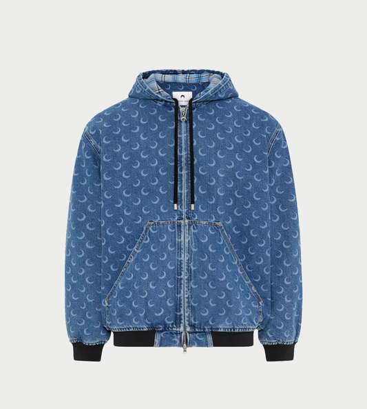 MARINE SERRE - Moon Laser Denim Padded Jacket Blue