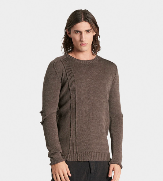 MASNADA - Elbow detail Side-split Sweater Fango