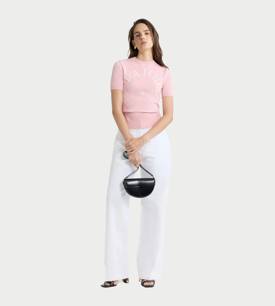 PATOU - Jacquard Short-sleeve Jumper Pink