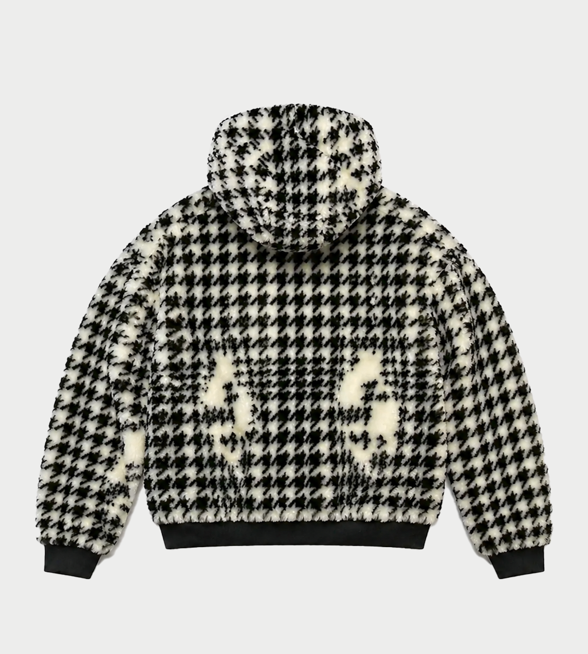 SULVAM - Houndstooth Fur Hooded Blouson Blk/Wht
