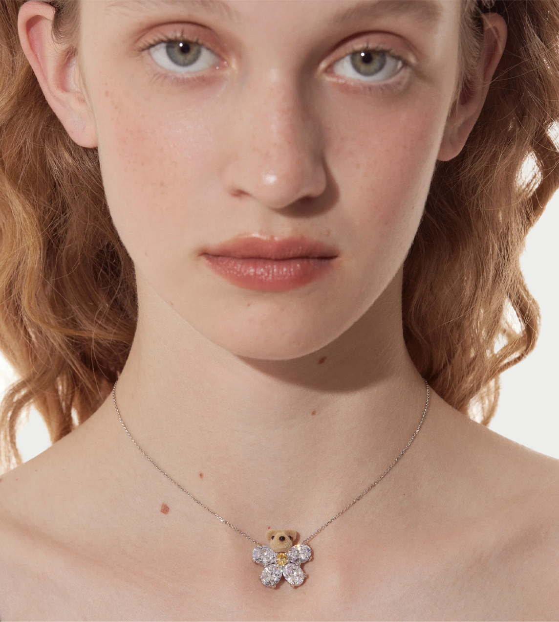 YVMIN - Gemstone Flower Bear Necklace