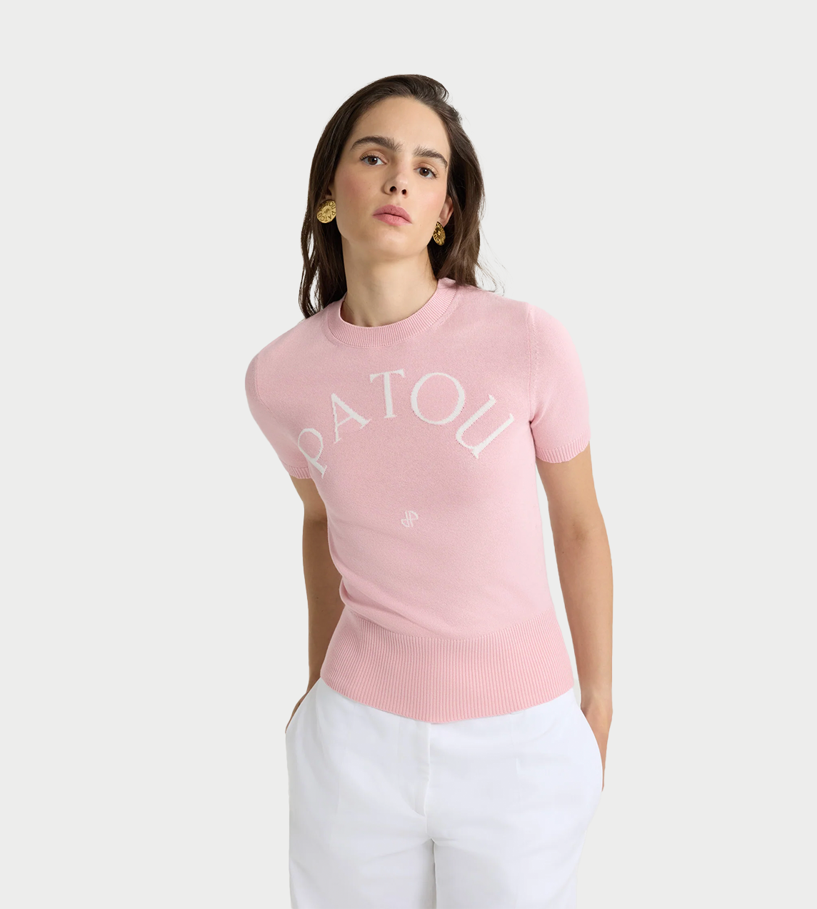 PATOU - Jacquard Short-sleeve Jumper Pink