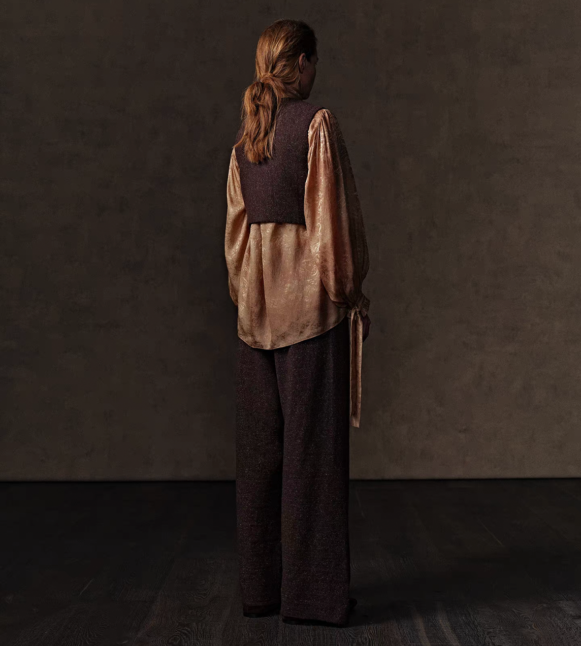 Tweed Straight-Leg Trousers Brown